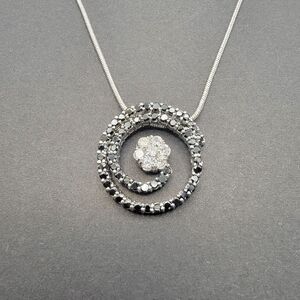 Kiam Family Retired Black and White Rhinestone Silver Snake Chain Necklace